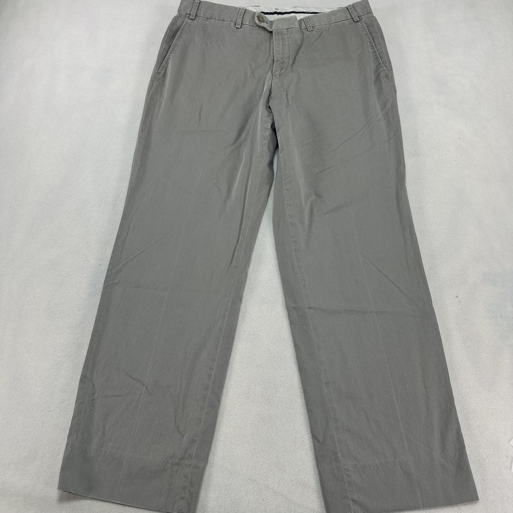 Hiltl Pants Mens 36x32 Gray Straight Leg Lightweight Stretch Dress Trousers - Picture 2 of 14